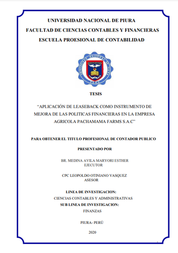 Aplicación de leaseback como instrumento de mejora de las políticas financieras en la empresa agrícola Pachamama Farms S.A.C