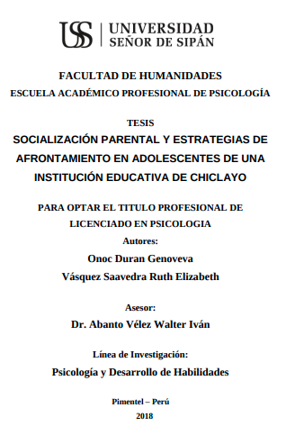 Socialización parental y estrategias de afrontamiento en adolescentes de una institución educativa de Chiclayo