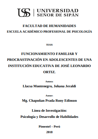 FUNCIONAMIENTO FAMILIAR Y PROCRASTINACIÓN EN ADOLESCENTES DE UNA INSTITUCIÓN EDUCATIVA DE JOSÉ LEONARDO ORTIZ