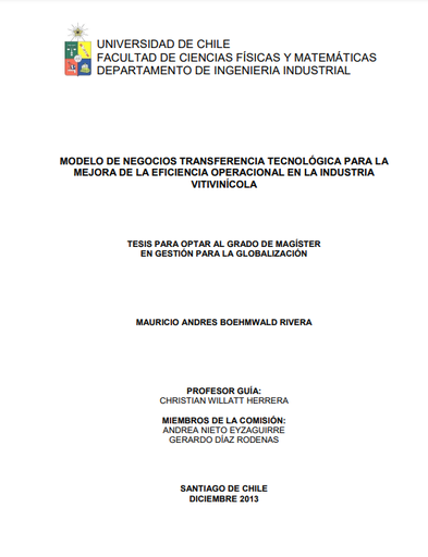 Modelo de negocios transferencia tecnológica para la mejora de la eficiencia operacional en la industria vitivinícola