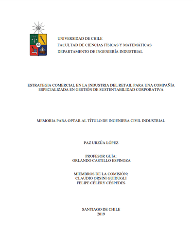 Estrategia comercial en la industria del retail para una compañía especializada en gestión de sustentabilidad corporativa