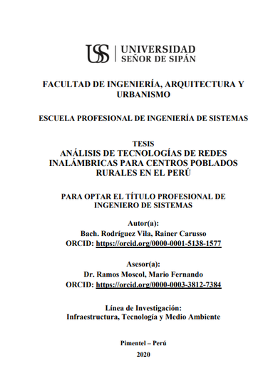 Análisis de tecnologías de redes inalámbricas para centros poblados rurales en el Perú