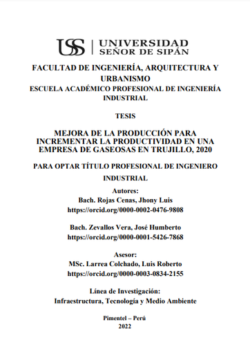 Mejora de la producción para incrementar la productividad en una empresa de gaseosas en Trujillo, 2020