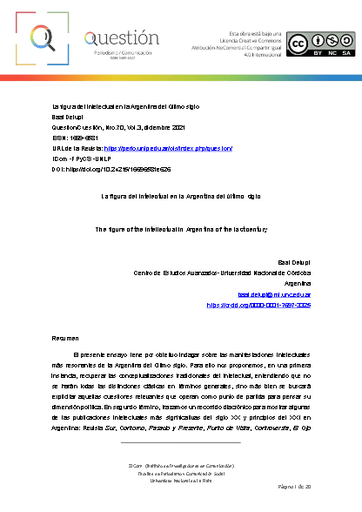 La figura del intelectual en la Argentina del último siglo