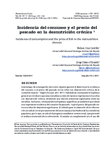 Incidencia del consumo y el precio del pescado en la desnutrición crónica