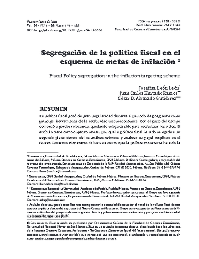Segregación de la política fiscal en el esquema de metas de inflación