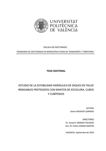 Estudio de la estabilidad hidráulica de diques en talud rebasables protegidos con mantos de escollera, cubos y Cubípodos