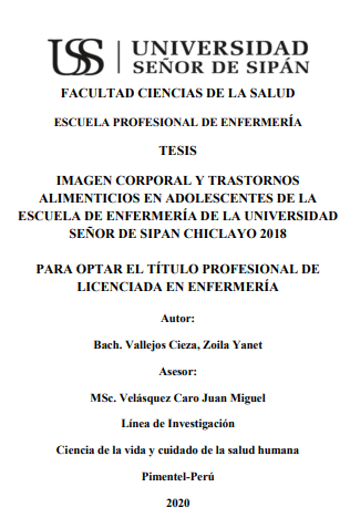 Imagen corporal y trastornos alimenticios en adolescentes de la escuela de enfermería de la Universidad Señor de Sipán Chiclayo