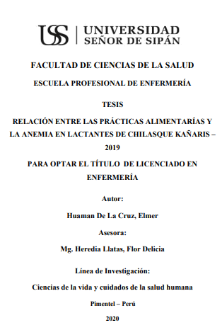 Relación entre las prácticas alimentarías y la anemia en lactantes de Chilasque Kañaris