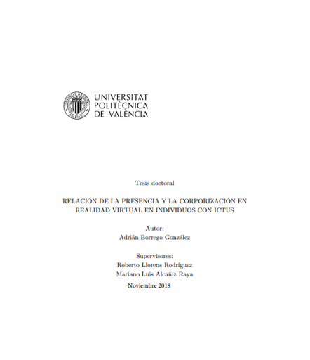 RELACIÓN DE LA PRESENCIA Y LA CORPORIZACIÓN EN REALIDAD VIRTUAL EN INDIVIDUOS CON ICTUS