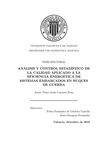 Análisis y control estadístico de la calidad aplicado a la eficiencia energética de sistemas embarcados en buques de guerra