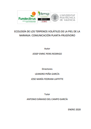 ECOLOGÍA DE LOS TERPENOS VOLÁTILES DE LA PIEL DE NARANJA: COMUNICACIÓN PLANTA-FRUGÍVORO