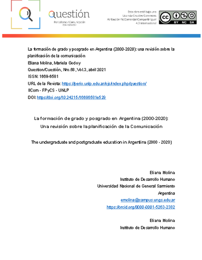 La formación de grado y posgrado en Argentina (2000-2020)