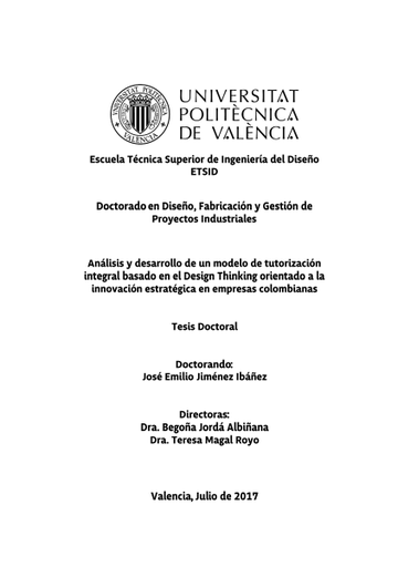 Análisis y desarrollo de un modelo de tutorización integral basado en el design thinking orientado a la innovación estratégica en empresas colombianas