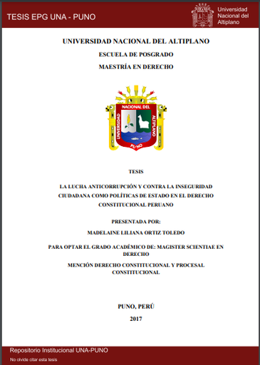 La lucha anticorrupción y contra la inseguridad ciudadana como políticas de estado en el Derecho Constitucional peruano