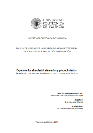 EXPERIMENTAR EL MATERIAL: ELEMENTOS Y PROCEDIMIENTOS. Experiencia creativa del Arte Povera como propuesta didáctica