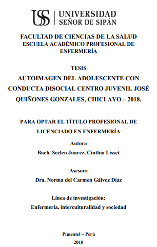 AUTOIMAGEN DEL ADOLESCENTE CON CONDUCTA DISOCIAL CENTRO JUVENIL JOSÉ QUIÑONES GONZALES, CHICLAYO - 2018