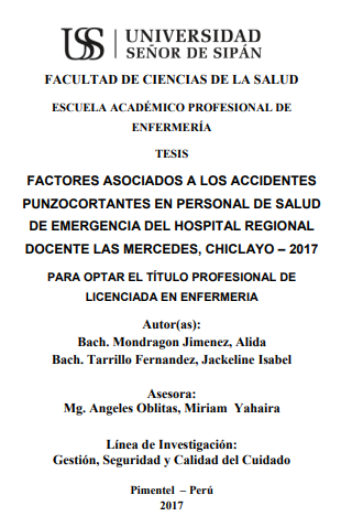Factores asociados a los accidentes punzocortantes en personal de salud de emergencia del Hospital Regional Docente Las Mercedes, Chiclayo - 2017