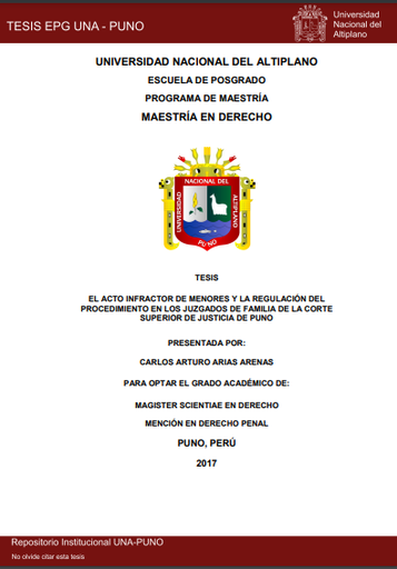 El acto infractor de menores y la regulación del procedimiento en los juzgados de familia de la Corte Superior de Justicia de Puno