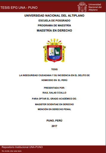 La inseguridad ciudadana y su incidencia en el delito de homicidio en el Perú