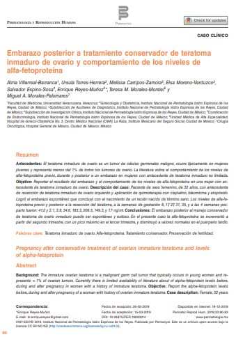 Embarazo posterior a tratamiento conservador de teratoma inmaduro de ovario y comportamiento de los niveles de alfa-fetoproteína