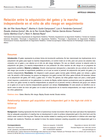 Relación entre la adquisición del gateo y la marcha independiente en el niño de alto riesgo en seguimiento