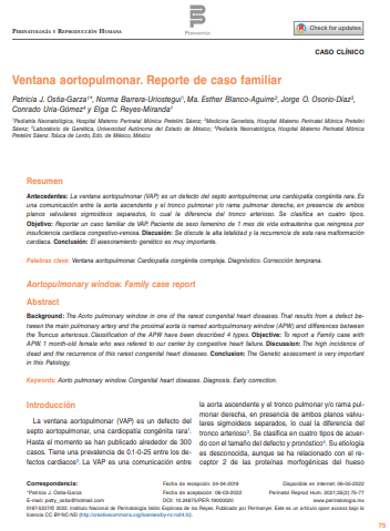 Ventana aortopulmonar. Reporte de caso familiar