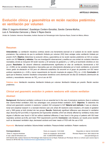 Evolución clínica y gasométrica en recién nacidos pretérmino en ventilación por volumen