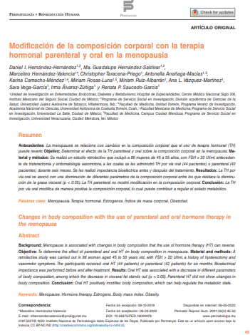 Modificación de la composición corporal con la terapia hormonal parenteral y oral en la menopausia