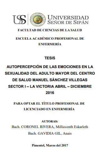 Autopercepción de las emociones en la sexualidad del adulto mayor del Centro de Salud Manuel Sánchez Villegas Sector I