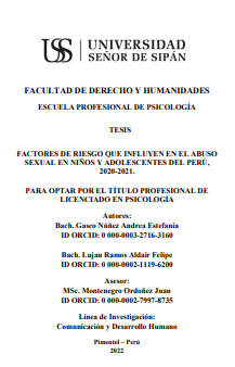 Factores de riesgo que influyen en el abuso sexual en niños y adolescentes del Perú, 2020-2021