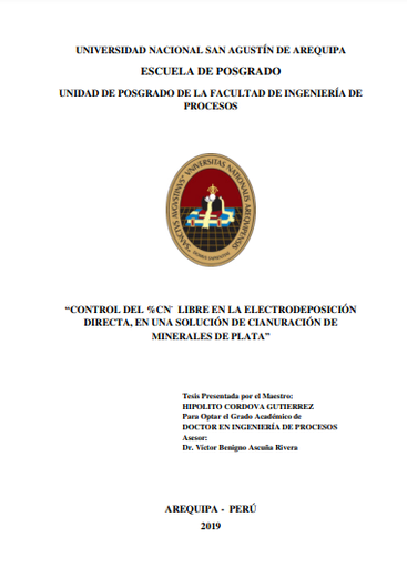 Control del %CN- libre en la electrodeposición directa, en una solución de cianuración de minerales de plata