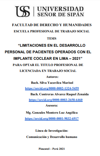 Limitaciones en el desarrollo personal de pacientes operados con el implante coclear en Lima - 2021