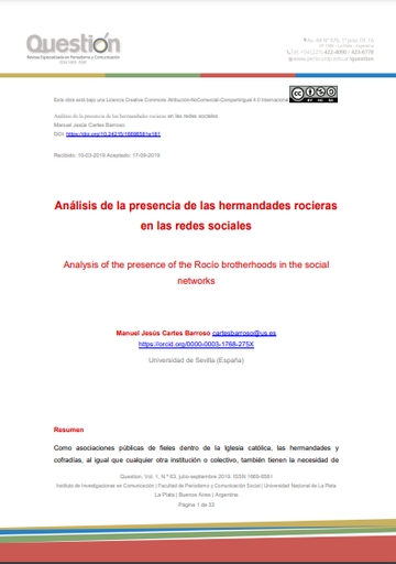 Análisis de la presencia de las hermandades rocieras en las redes sociales