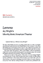 "Lemma": Jay Wright's Idiorrhythmic American Theater