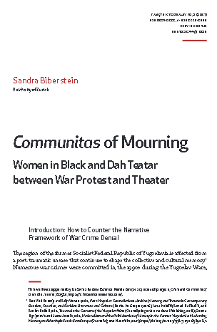 The Communitas of Mourning: Women in Black and Dah Teatar between War Protest and Theater