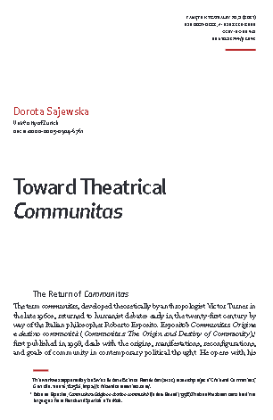 Toward Theatrical Communitas