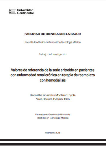 Valores de referencia de la serie eritroide en pacientes con enfermedad renal crónica en terapia de reemplazo con hemodiálisis