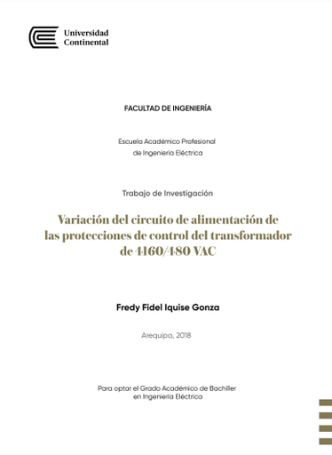 Variación del circuito de alimentación de las protecciones de control del transformador de 4160/480 VAC