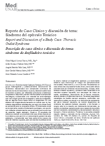 Reporte de Caso Clínico y discusión de tema: síndrome del opérculo torácico