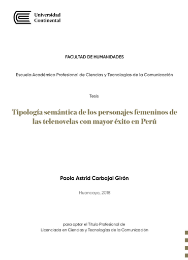 Tipología semántica de los personajes femeninos de las telenovelas con mayor éxito en Perú