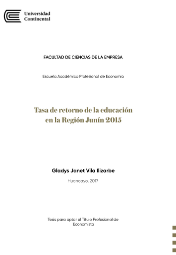 Tasa de retorno de la educación en la Región Junín 2015