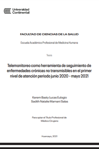 Telemonitoreo como herramienta de seguimiento de enfermedades crónicas no transmisibles en el primer nivel de atención periodo junio 2020 - mayo 2021