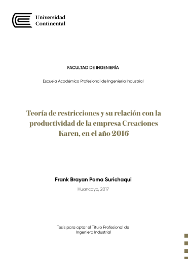 Teoría de restricciones y su relación con la productividad de la empresa Creaciones Karen, en el año 2016