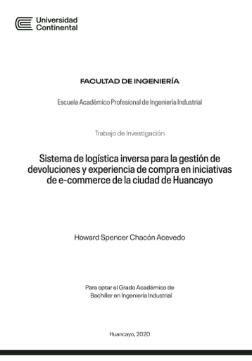 Sistema de logística inversa para la gestión de devoluciones y experiencia de compra en iniciativas de e-commerce de la ciudad de Huancayo