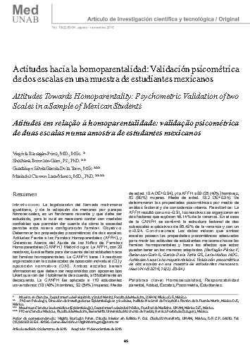 Actitudes hacia la homoparentalidad: Validación de dos escalas psicométricas en una muestra de estudiantes mexicanos