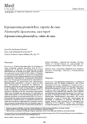 Liposarcoma pleomórfico, reporte de caso