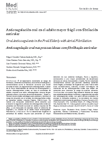 Anticoagulación oral en el adulto mayor frágil con fibrilación auricular