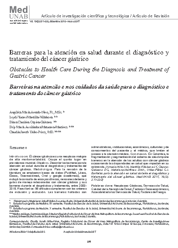 Barreras para la atención en salud durante el diagnóstico y tratamiento del cáncer gástrico