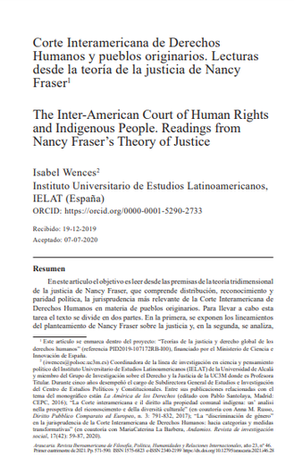 Corte Interamericana de Derechos Humanos y pueblos originarios. Lecturas desde la teoría de la justicia de Nancy Fraser